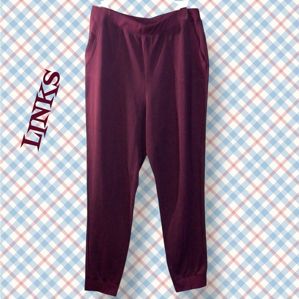 🌺LINKS BURGANDY FRONT POCKETS JOGGERS